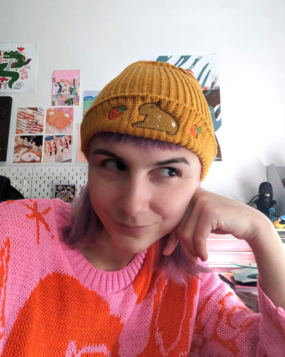 Capybara and Oranges - Mustard Trawler Beanie