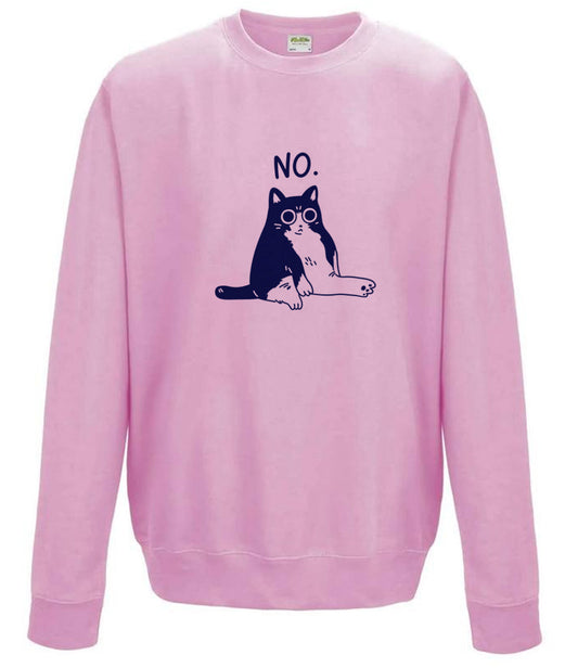 Cat NO - Hand Printed Pink Sweatshirt
