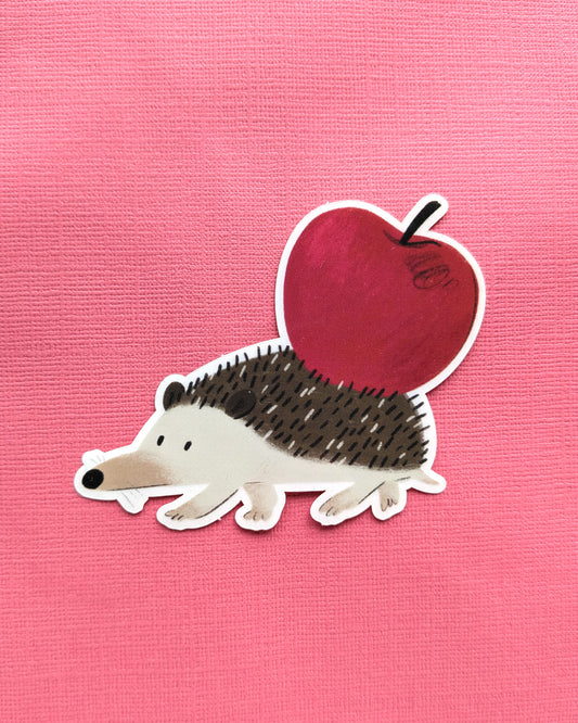 Hedgehog & Apple - Clear Vinyl Sticker