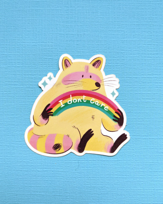 Raccoon I Don't Care - Vinyl Sticker