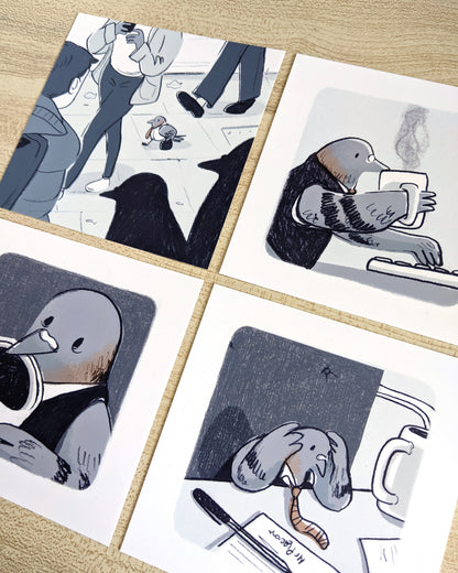 B-GRADE - Mr Pigeon - 4 Postcards Set