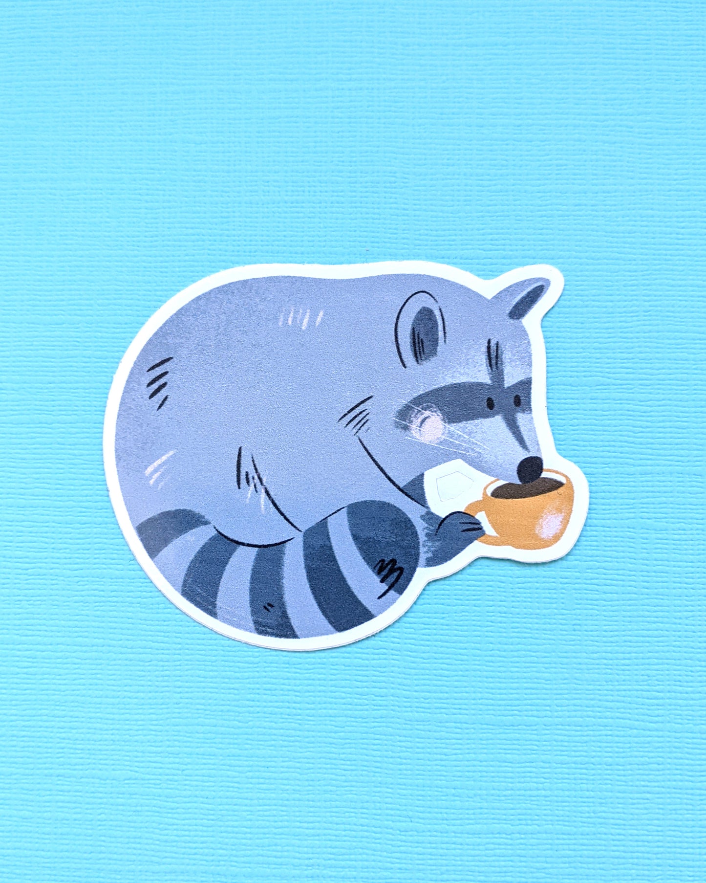 Raccoon and Cuppa - Vinyl Sticker - Patreon - Jess Was Here