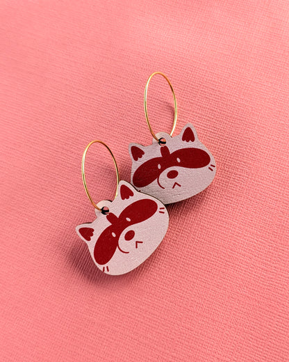 Tiny Raccoons - Wooden Earrings
