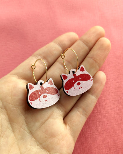 Tiny Raccoons - Wooden Earrings