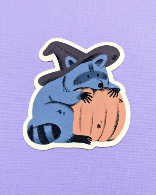 Raccoon Pumpkin - Vinyl Sticker - Patreon - Jess Was Here