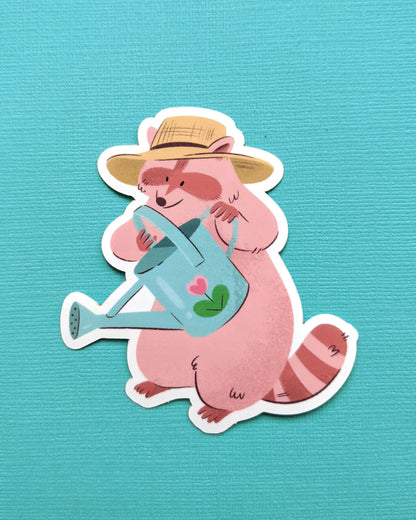 Gardener Raccoon - Vinyl Sticker