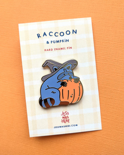 Raccoon & Pumpkin - Enamel Pin