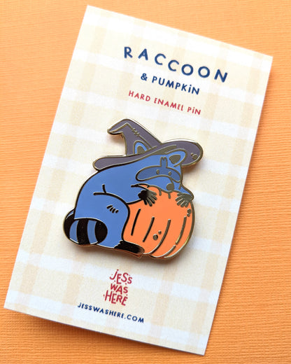 Raccoon & Pumpkin - Enamel Pin