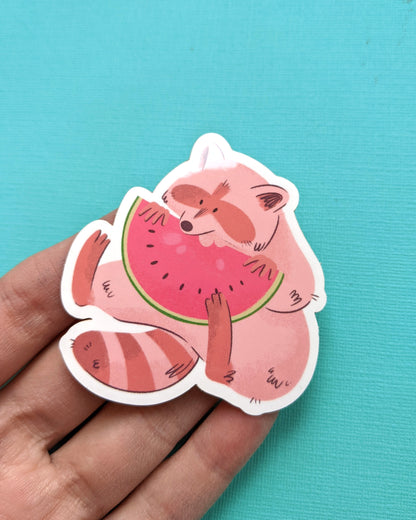 Raccoon Watermelon - Vinyl Sticker