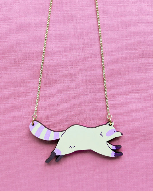 Raccoon - Wooden Necklace