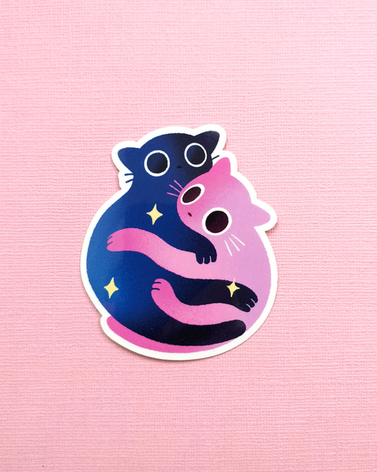 Snuggling Cats - Vinyl Sticker