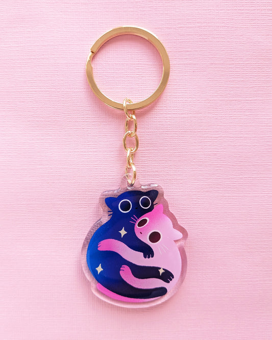 Snuggling Cats - Acrylic Keychain