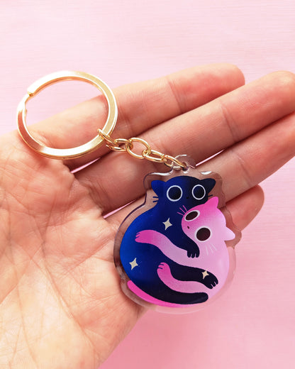 Snuggling Cats - Acrylic Keychain