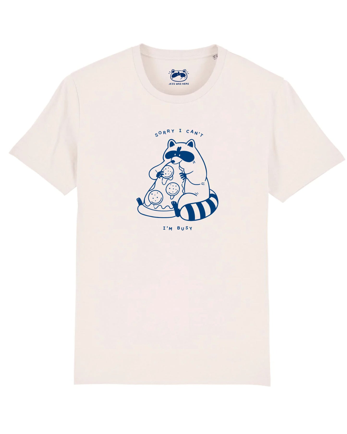 LAST CHANCE - Pizza Raccoon - Hand Printed Off White T-shirt